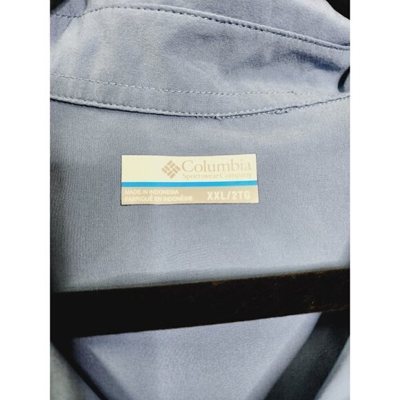 Columbia Mens Button Front Shirt Blue Long Sleeve Pocket Stretch Outdoor XXL - Picture 5 of 11